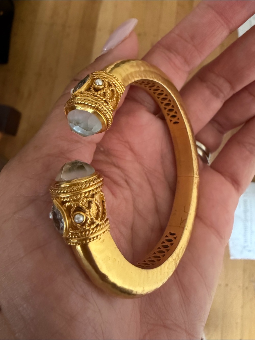 Julie Vos Gold-Tone Open Cuff Bracelet with Cabochon Accents - Women Jewelry - Picture 4 of 4